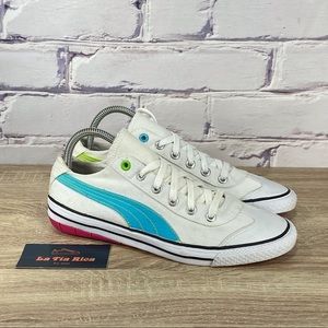 Puma Women's White and Blue Sneakers